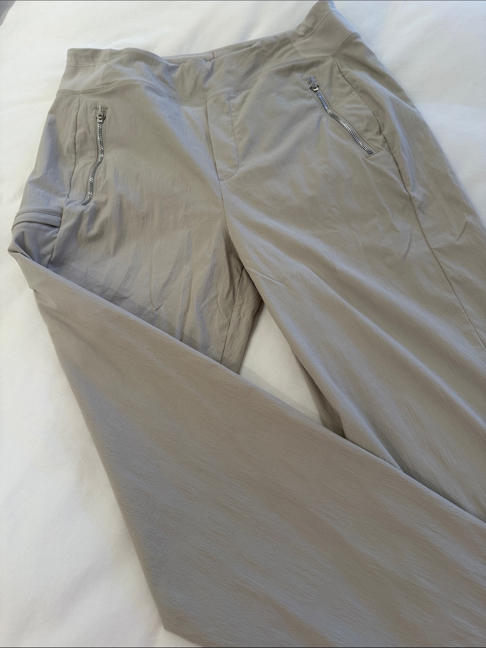 Athleta Women's Taupe Stretch Track Pants with Zip Pockets